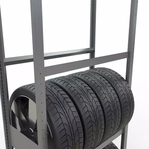 Abbildung Nr 12 des Artikels Grundregal, Räder-/Reifenregal, 2750 x 900 x 400 mm (HxBxT), verzinkt, 4 Lagerebenen á 150 kg Fachlast pro Ebene aus der Produktgruppe Fachbodenregale von der Marke Schulte Lagertechnik