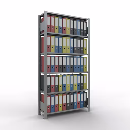 Produktbild Nr 13 des Artikels Grundregal, Büro-Fachbodenregal Stecksystem MULTIplus85, 2000 x 1000 x 300 mm (HxBxT), 6 Fachböden, Kreuzstrebe, verzinkt, mit Anschlagleiste Abbildung Nr 13 des Artikels Grundregal, Büro-Fachbodenregal Stecksystem MULTIplus85, 2000 x 1000 x 300 mm (HxBxT), 6 Fachböden, Kreuzstrebe, verzinkt, mit Anschlagleiste aus der Produktgruppe Büroregale von der Marke Schulte Lagertechnik