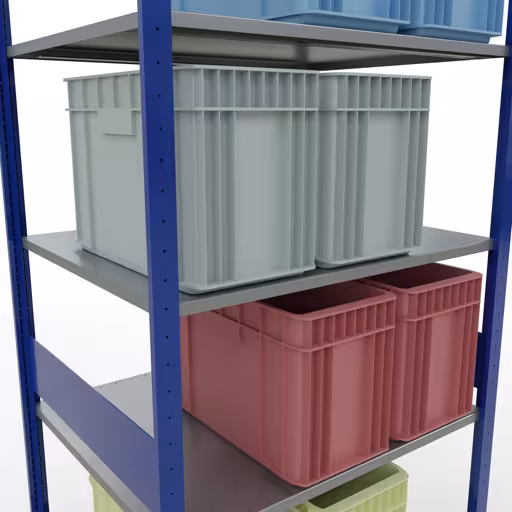 Grundregal, Fachbodenregal Stecksystem MULTIplus150, 3000 x 1000 x 800 mm (HxBxT), 7 Fachböden, Längenriegel, RAL 5010 enzianblau/verzinkt von Schulte Lagertechnik aus der Kategorie Stecksystem