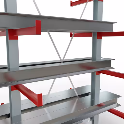 Zusatzbild des Artikels K 3000 Komplettregal, doppelseitig, 2500 x 1300 x 600 mm, RAL 7001 / RAL 3000, 5 Lagerebenen aus K3000 für mittelschwere Güter