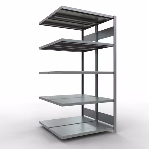 Anbauregal, Doppelregal, Fachbodenregal Stecksystem MULTIplus250, 2000 x 1000 x (2x500) mm (HxBxT), 2x5 Fachböden, Längenriegel, verzinkt aus der Kategorie Doppelregale mit der Artikelnummer 17955