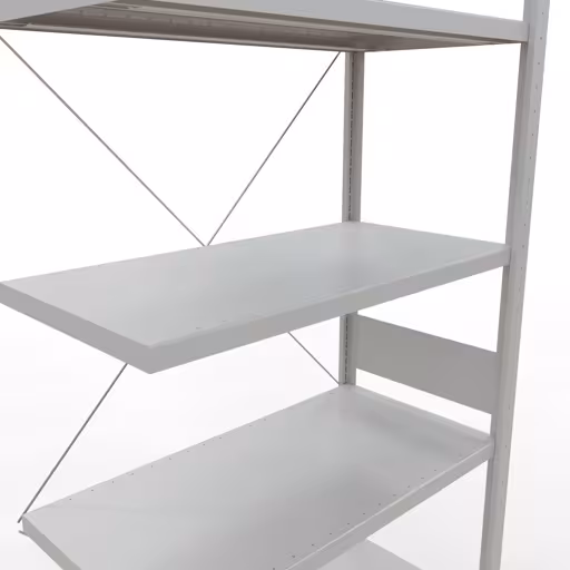 Anbauregal, Fachbodenregal Stecksystem MULTIplus250, 3000 x 1000 x 500 mm (HxBxT), 7 Fachböden, Kreuzstrebe, RAL 7035 lichtgrau von Schulte Lagertechnik aus der Kategorie Stecksystem