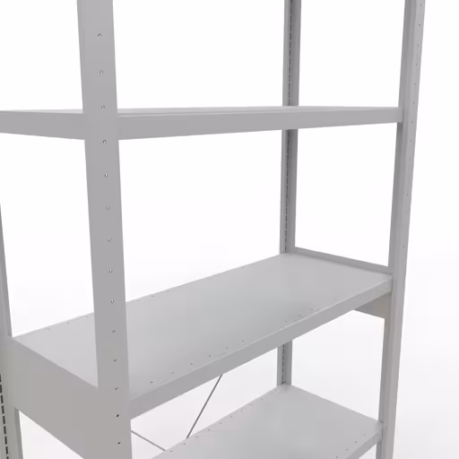 Produktbild Nr.15 des Artikels Grundregal, Fachbodenregal Stecksystem MULTIplus250, 2500 x 1000 x 400 mm (HxBxT), 6 Fachböden, Kreuzstrebe, RAL 7035 lichtgrau aus der Produktreihe Stecksystem von der Marke Schulte Lagertechnik