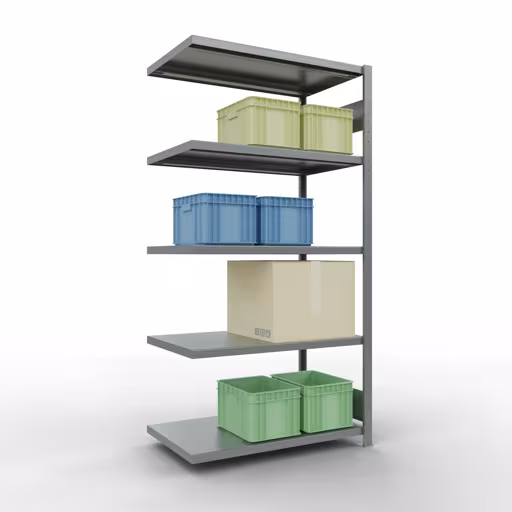 Abbildung Nr 10 des Artikels Anbauregal, Fachbodenregal Stecksystem MULTIplus330, 2000 x 1000 x 600 mm (HxBxT), 5 Fachböden, Längenriegel, verzinkt aus der Produktgruppe Stecksystem von der Marke Schulte Lagertechnik
