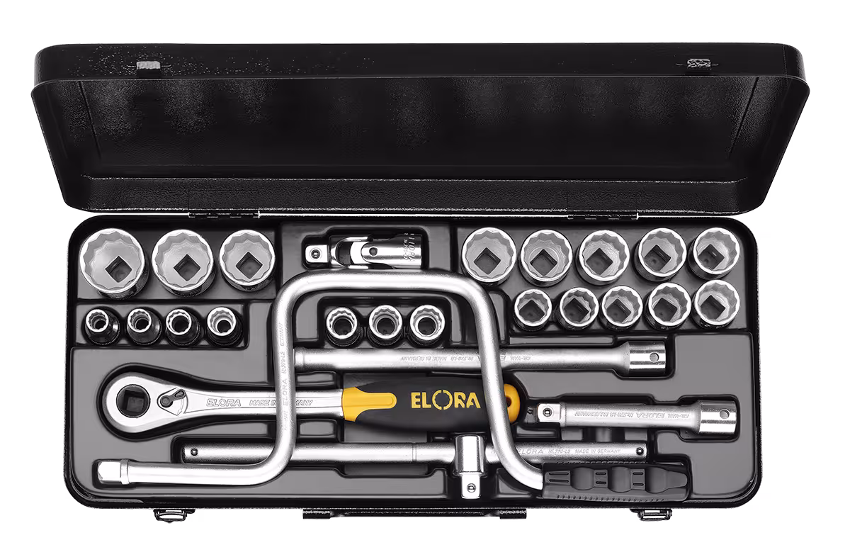 Steckschlüssel-Satz 1/2", Sechskant, 24-teilig 3/8"-1.1/4" AF 771-LAF von ELORA Steckschlüssel-Satz 1/2", ELORA-770/771-L.. aus der Kategorie Steckschlüssel-Sortiment 1/2" mit der Artikelnr. 0771520342000