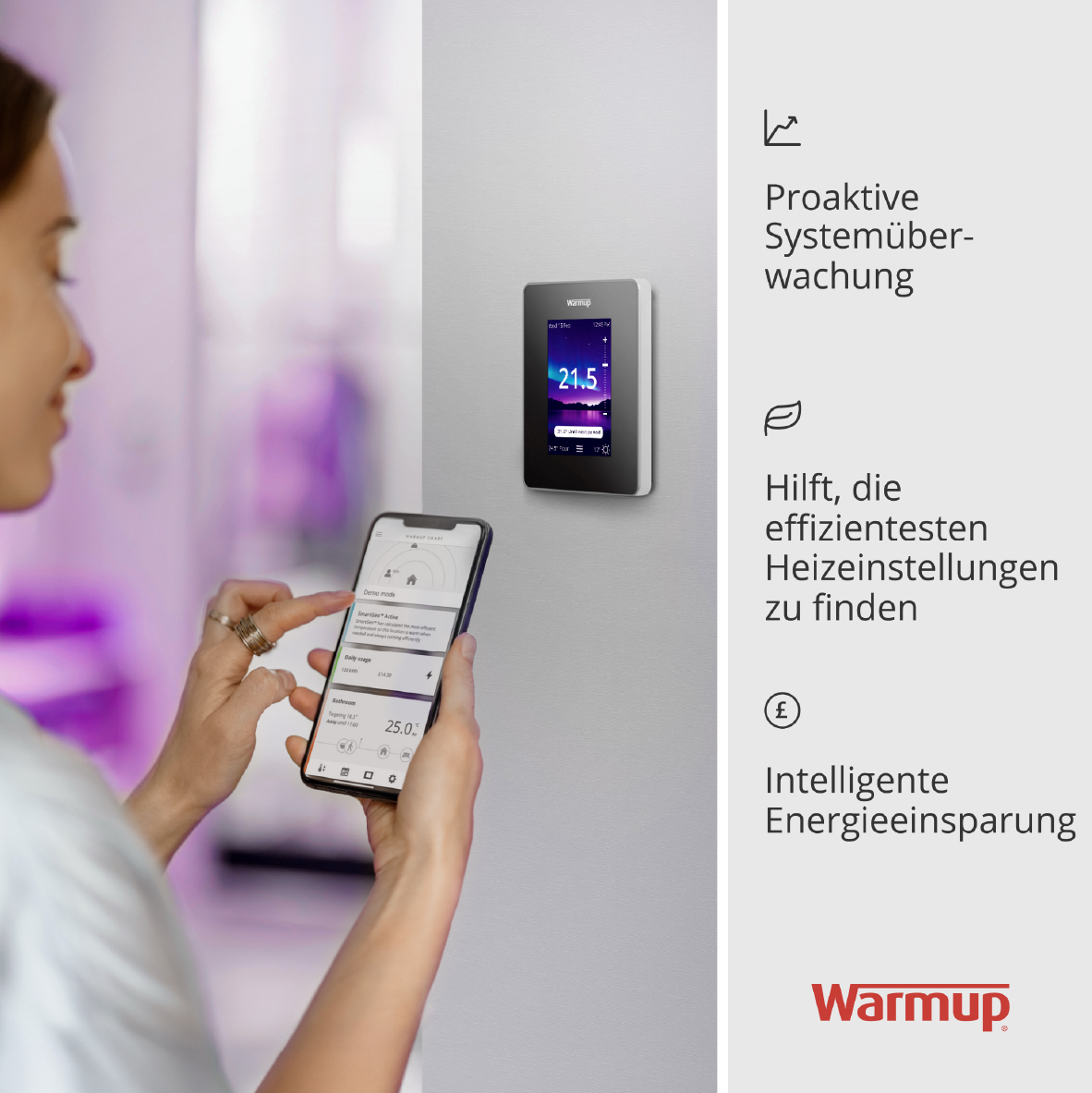 Warmup 7iE Smartes Matter Kompatibles WIFI Thermostat schwarz