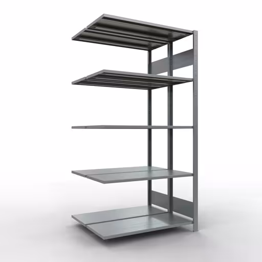 Anbauregal, Doppelregal, Fachbodenregal Stecksystem MULTIplus150, 2000 x 1000 x (2x400) mm (HxBxT), 2x5 Fachböden, Längenriegel, verzinkt aus der Kategorie Doppelregale mit der Artikelnummer 17845