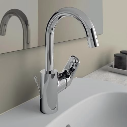 Detailbild 4039631 Ideal Standard Waschtischarmatur Ceraflex mit hohem Auslauf mit Ablaufgarnitur Ausladung 146 mm chrom