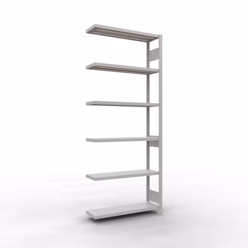 Anbauregal, Fachbodenregal Stecksystem MULTIplus250, 2500 x 1000 x 300 mm (HxBxT), 6 Fachböden, Längenriegel, RAL 7035 lichtgrau aus der Kategorie Anbauregal mit der Artikelnummer 32836-LR