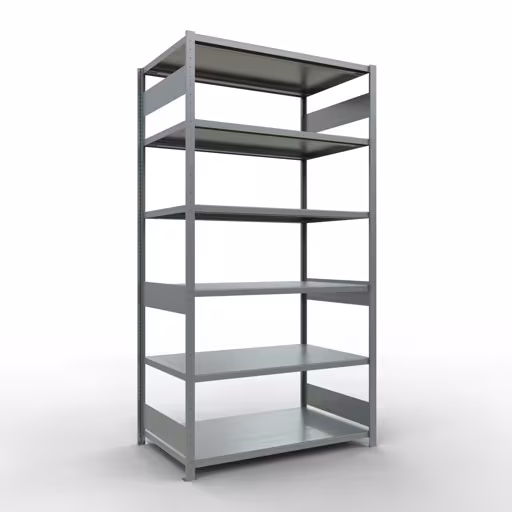 Grundregal, Fachbodenregal Stecksystem MULTIplus250, 2500 x 1300 x 800 mm (HxBxT), 6 Fachböden, Längenriegel, verzinkt aus der Kategorie Grundregal mit der Artikelnummer 12981-130-LR