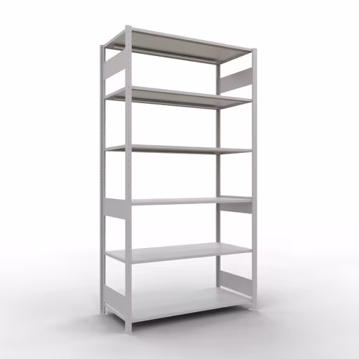 Grundregal, Fachbodenregal Stecksystem MULTIplus150, 2500 x 1300 x 600 mm (HxBxT), 6 Fachböden, Längenriegel, RAL 7035 lichtgrau aus der Kategorie Grundregal mit der Artikelnummer 32661-130-LR