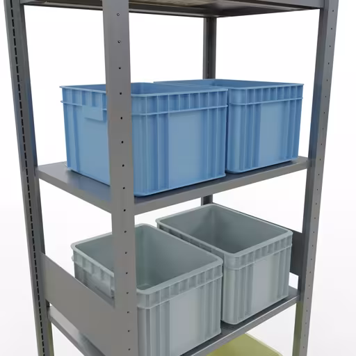 Produktbild Nr.13 des Artikels Grundregal, Fachbodenregal Stecksystem MULTIplus150, 3000 x 750 x 500 mm (HxBxT), 7 Fachböden, Längenriegel, verzinkt aus der Produktreihe Stecksystem von der Marke Schulte Lagertechnik