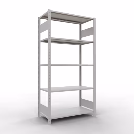 Grundregal, Fachbodenregal Stecksystem MULTIplus85, 2000 x 1000 x 500 mm (HxBxT), 5 Fachböden, Längenriegel, RAL 7035 lichtgrau aus der Kategorie Grundregal mit der Artikelnummer 33050-LR