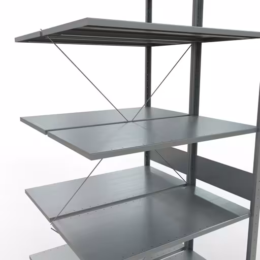 Anbauregal, Doppelregal, Fachbodenregal Stecksystem MULTIplus150, 3000 x 1000 x (2x1000) mm (HxBxT), 2x7 Fachböden, Kreuzstrebe, verzinkt von der Marke Schulte Lagertechnik aus der Produktreihe Fachbodenregale