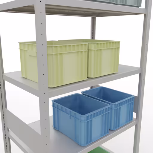 Abbildung Nr 8 des Artikels Grundregal, Fachbodenregal Stecksystem MULTIplus330, 3000 x 1000 x 600 mm (HxBxT), 7 Fachböden, Längenriegel, RAL 7035 lichtgrau aus der Produktgruppe Stecksystem von der Marke Schulte Lagertechnik