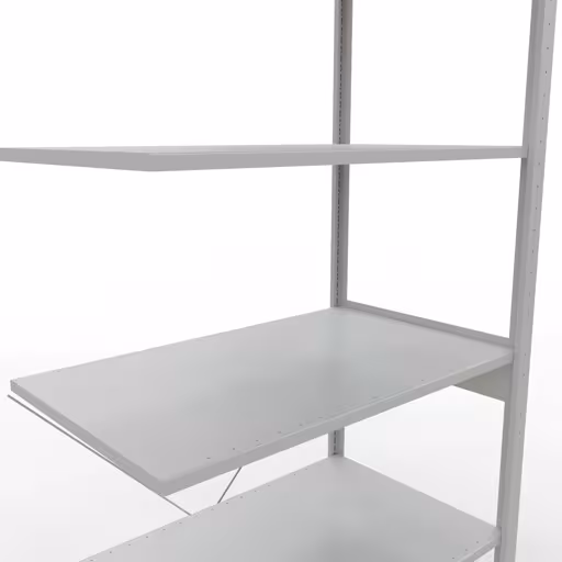 Abbildung Nr 12 des Artikels Anbauregal, Fachbodenregal Stecksystem MULTIplus85, 2500 x 1000 x 600 mm (HxBxT), 6 Fachböden, Kreuzstrebe, RAL 7035 lichtgrau aus der Produktgruppe Stecksystem von der Marke Schulte Lagertechnik