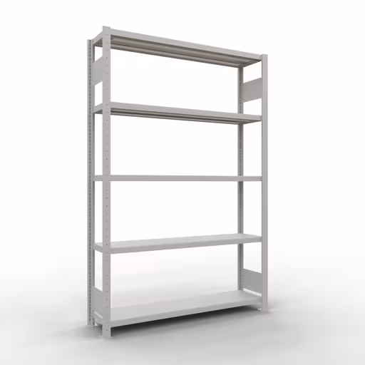 Grundregal, Fachbodenregal Stecksystem MULTIplus250, 2000 x 1300 x 300 mm (HxBxT), 5 Fachböden, Längenriegel, RAL 7035 lichtgrau aus der Kategorie Grundregal mit der Artikelnummer 32830-130-LR