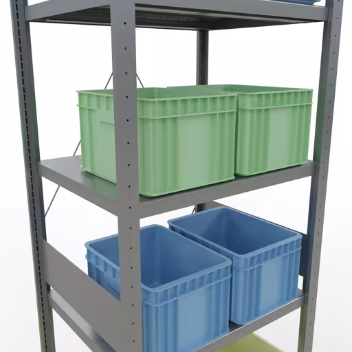Abbildung Nr 12 des Artikels Grundregal, Fachbodenregal Stecksystem MULTIplus250, 3000 x 750 x 600 mm (HxBxT), 7 Fachböden, Kreuzstrebe, verzinkt aus der Produktgruppe Stecksystem von der Marke Schulte Lagertechnik