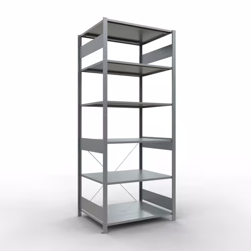 Abbildung Nr 9 des Artikels Grundregal, Fachbodenregal Stecksystem MULTIplus150, 2500 x 1000 x 800 mm (HxBxT), 6 Fachböden, Kreuzstrebe, verzinkt aus der Produktgruppe Stecksystem von der Marke Schulte Lagertechnik