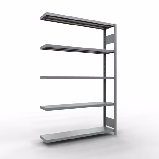 Anbauregal, Fachbodenregal Stecksystem MULTIplus250, 2000 x 1300 x 300 mm (HxBxT), 5 Fachböden, Längenriegel, verzinkt aus der Kategorie Anbauregal mit der Artikelnummer 12935-130-LR
