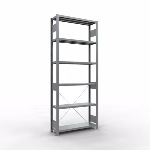 Grundregal, Fachbodenregal Stecksystem MULTIplus330, 2500 x 1000 x 300 mm (HxBxT), 6 Fachböden, Kreuzstrebe, verzinkt aus der Kategorie Grundregal mit der Artikelnummer 13931