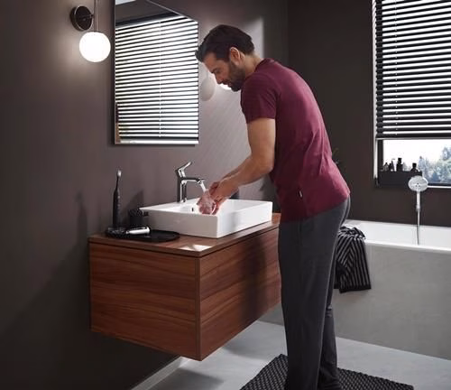 Detailbild 4076663 Hansgrohe Einhebel-Waschtischmischer METRIS 110 Nennweite 15 ComfortZone 110 mit Zugstangen-Ablaufgarnitur G 1 1/4 Zoll chrom