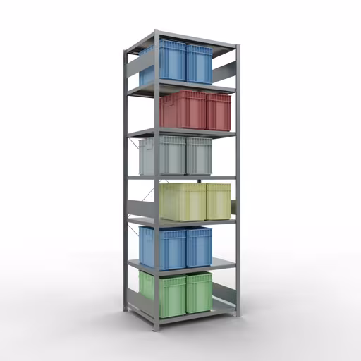 Abbildung Nr 15 des Artikels Grundregal, Fachbodenregal Stecksystem MULTIplus330, 3000 x 1000 x 800 mm (HxBxT), 7 Fachböden, Kreuzstrebe, verzinkt aus der Produktgruppe Stecksystem von der Marke Schulte Lagertechnik