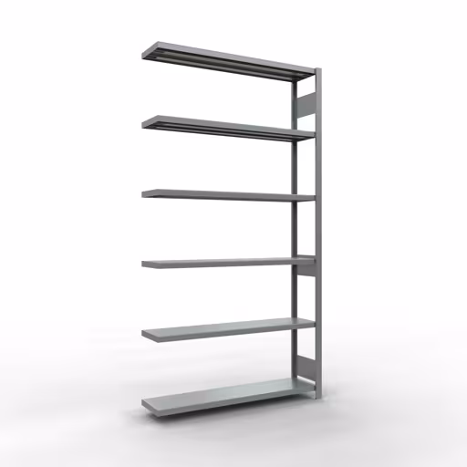 Anbauregal, Fachbodenregal Stecksystem MULTIplus250, 2500 x 1300 x 300 mm (HxBxT), 6 Fachböden, Längenriegel, verzinkt aus der Kategorie Anbauregal mit der Artikelnummer 12936-130-LR
