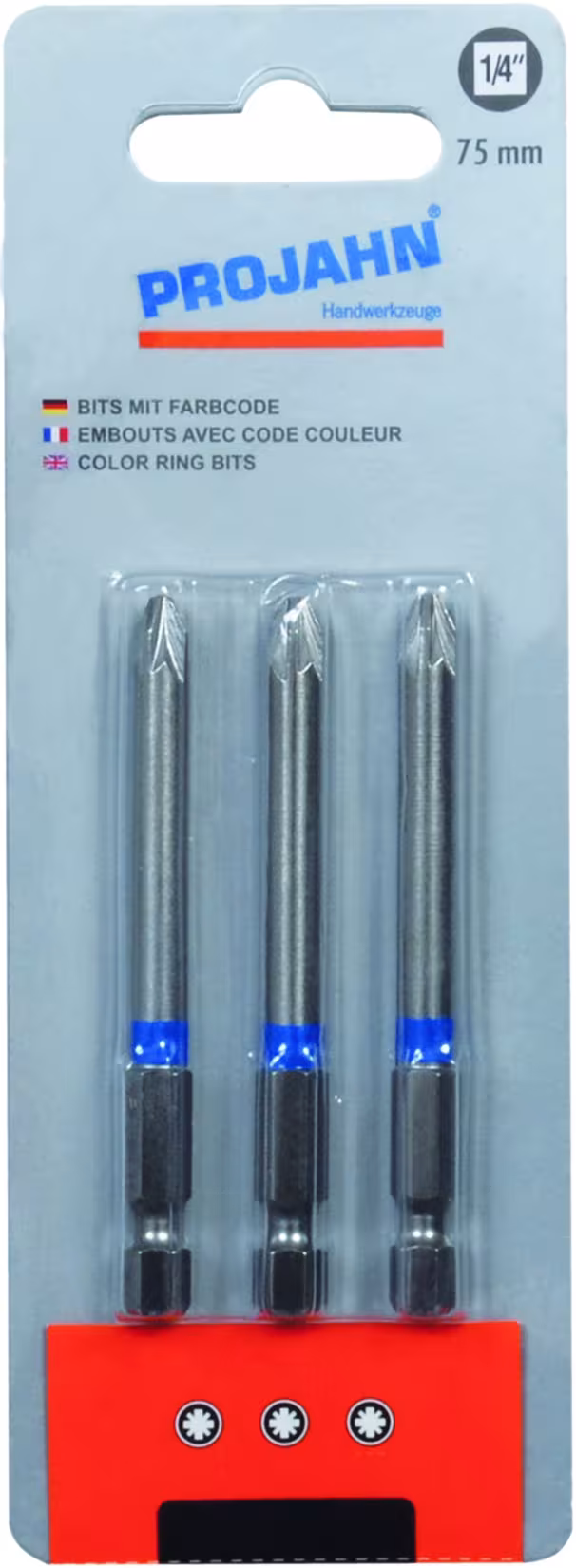 Color-Ring Bit für Kreuzschlitz-Schrauben PZ 6,3 Typ Variante: 1/4" markierter Bit L25 mm Pozidriv Nr 2 3er Pack aus der Kategorie Bits & Bithalter mit der Artikelnr. 1712-03