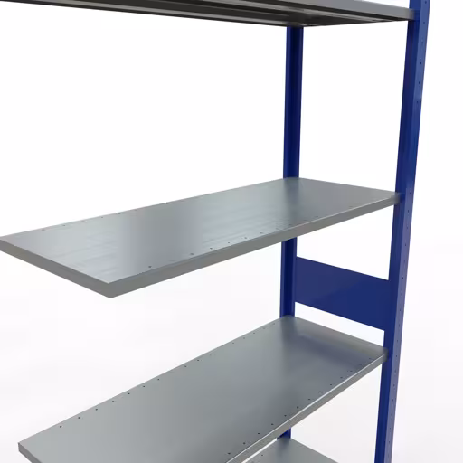 Anbauregal, Fachbodenregal Stecksystem MULTIplus150, 3000 x 1000 x 400 mm (HxBxT), 7 Fachböden, Längenriegel, RAL 5010 enzianblau/verzinkt von Schulte Lagertechnik mit der Artikelnr. 12747-LR-B