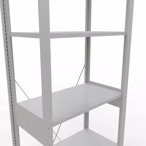 Grundregal, Fachbodenregal Stecksystem MULTIplus150, 2500 x 750 x 400 mm (HxBxT), 6 Fachböden, Kreuzstrebe, RAL 7035 lichtgrau von Schulte Lagertechnik mit der Artikelnr. 32641-75