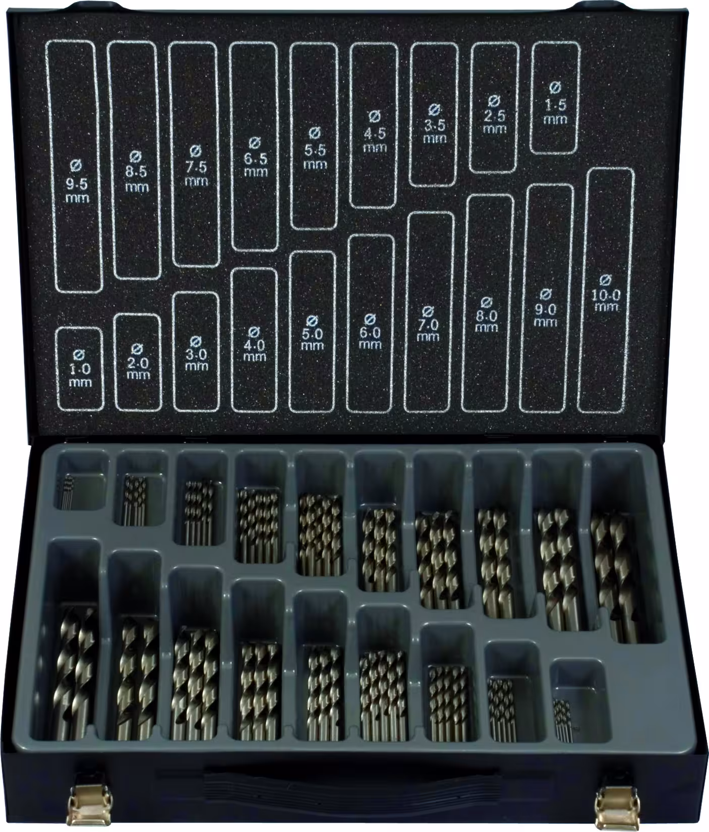 Bohrer-Magazin HSS-G ECO 70tlg bestehend aus: je 5 Stück: 1,0 - 5,0 mm je 3 Stück: 5,5 - 7,5 mm je 2 Stück 8,0 - 10,0 mm aus der Kategorie Bohrer mit der Artikelnummer 60645