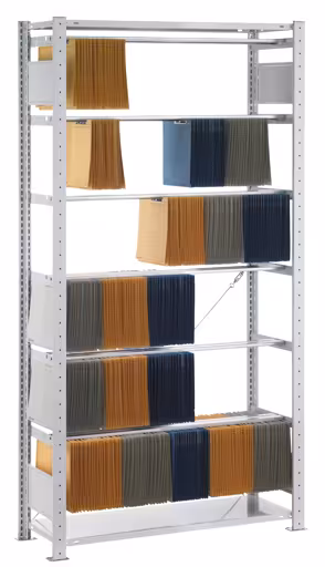 Grundregal, Steck-Pendelhefterregal "Elba/Leitz", 2000 x 1000 x 350 mm (HxBxT), RAL 7035 lichtgrau, 6 Pendelstangen von der Marke Schulte Lagertechnik Grundregal, Steck-Pendelhefterregal "Elba/Leitz", 2000 x 1000 x 350 mm (HxBxT), RAL 7035 lichtgrau, 6 Pendelstangen aus der Kategorie Pendelhefterregale mit der Artikelnummer 30611-N