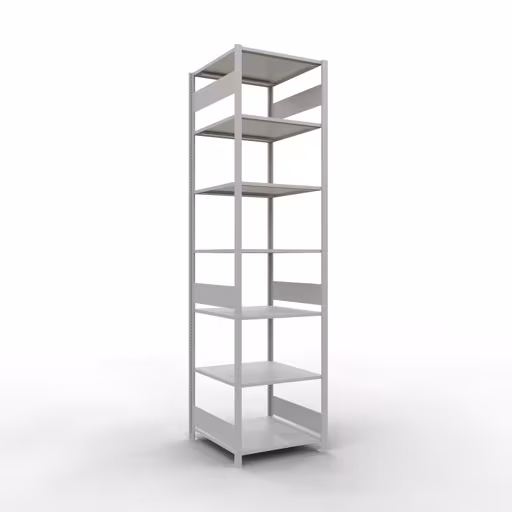Grundregal, Fachbodenregal Stecksystem MULTIplus150, 3000 x 750 x 800 mm (HxBxT), 7 Fachböden, Längenriegel, RAL 7035 lichtgrau aus der Kategorie Grundregal mit der Artikelnummer 32682-75-LR