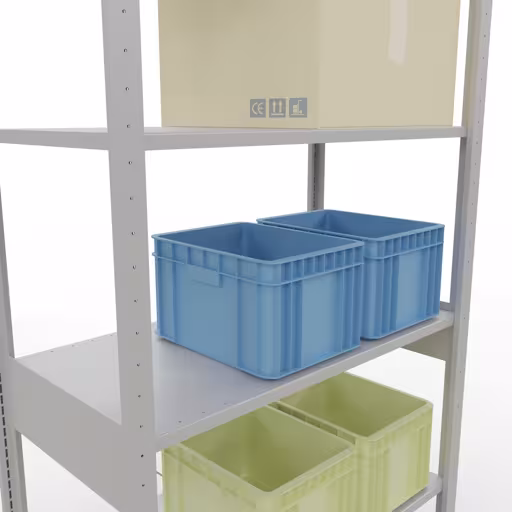 Abbildung Nr 14 des Artikels Grundregal, Fachbodenregal Stecksystem MULTIplus85, 2500 x 1000 x 500 mm (HxBxT), 6 Fachböden, Kreuzstrebe, RAL 7035 lichtgrau aus der Produktgruppe Stecksystem von der Marke Schulte Lagertechnik