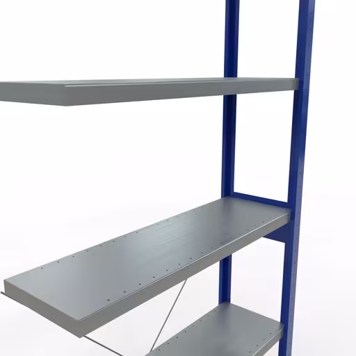 Anbauregal, Fachbodenregal Stecksystem MULTIplus250, 2500 x 1000 x 300 mm (HxBxT), 6 Fachböden, Kreuzstrebe, RAL 5010 enzianblau/verzinkt von Schulte Lagertechnik mit der Artikelnr. 12936-B