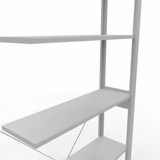 Abbildung Nr 12 des Artikels Anbauregal, Fachbodenregal Stecksystem MULTIplus85, 2500 x 1000 x 300 mm (HxBxT), 6 Fachböden, Kreuzstrebe, RAL 7035 lichtgrau aus der Produktgruppe Stecksystem von der Marke Schulte Lagertechnik