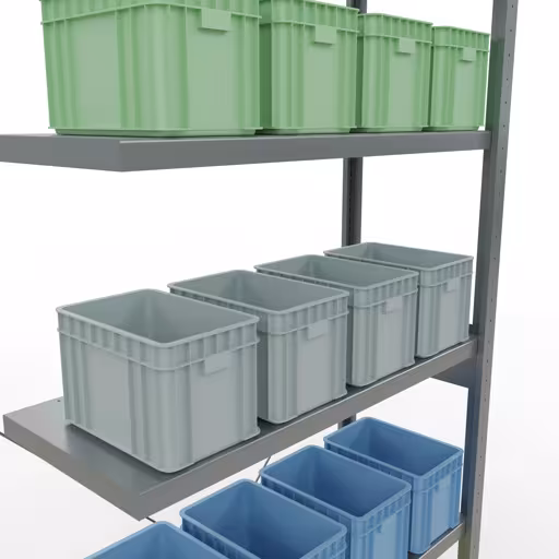 Produktbild Nr.11 des Artikels Anbauregal, Fachbodenregal Stecksystem MULTIplus250, 2500 x 1000 x 400 mm (HxBxT), 6 Fachböden, Kreuzstrebe, verzinkt aus der Produktreihe Stecksystem von der Marke Schulte Lagertechnik