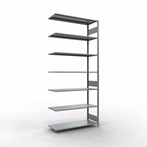 Anbauregal, Fachbodenregal Stecksystem MULTIplus150, 3000 x 1300 x 500 mm (HxBxT), 7 Fachböden, Längenriegel, verzinkt aus der Kategorie Anbauregal mit der Artikelnummer 12757-130-LR