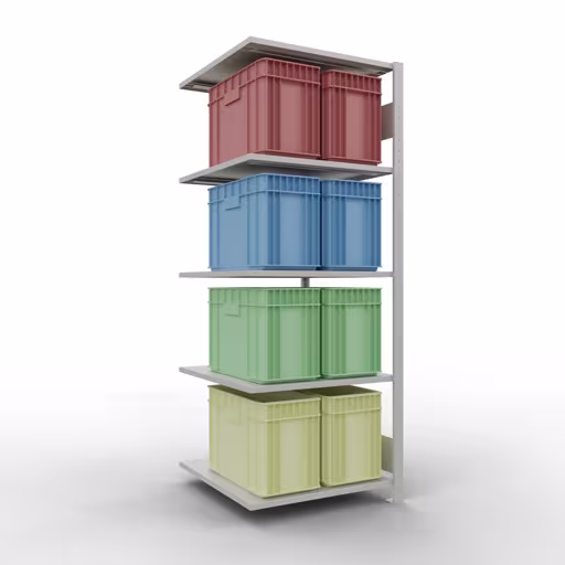 Anbauregal, Fachbodenregal Stecksystem MULTIplus150, 2000 x 750 x 800 mm (HxBxT), 5 Fachböden, Längenriegel, RAL 7035 lichtgrau mit der GTIN 4004514293541 Anbauregal, Fachbodenregal Stecksystem MULTIplus150, 2000 x 750 x 800 mm (HxBxT), 5 Fachböden, Längenriegel, RAL 7035 lichtgrau von Schulte Lagertechnik mit der Artikelnr. 32685-75-LR