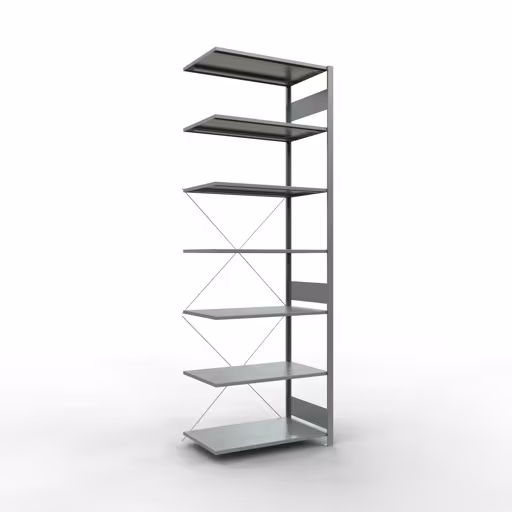 Anbauregal, Fachbodenregal Stecksystem MULTIplus150, 3000 x 1000 x 600 mm (HxBxT), 7 Fachböden, Kreuzstrebe, verzinkt von der Marke Schulte Lagertechnik Anbauregal, Fachbodenregal Stecksystem MULTIplus150, 3000 x 1000 x 600 mm (HxBxT), 7 Fachböden, Kreuzstrebe, verzinkt aus der Kategorie Anbauregal mit der Artikelnummer 12767