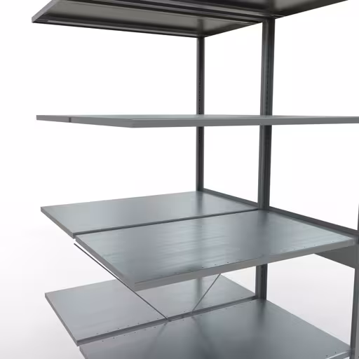 Abbildung Nr 15 des Artikels Anbauregal, Doppelregal, Fachbodenregal Stecksystem MULTIplus150, 2500 x 1000 x (2x600) mm (HxBxT), 2x6 Fachböden, Kreuzstrebe, verzinkt aus der Produktgruppe Fachbodenregale von der Marke Schulte Lagertechnik