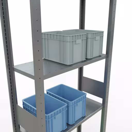 Grundregal, Fachbodenregal Stecksystem MULTIplus150, 3000 x 750 x 300 mm (HxBxT), 7 Fachböden, Längenriegel, verzinkt von der Marke Schulte Lagertechnik aus der Produktreihe Stecksystem