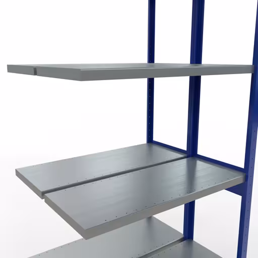 Anbauregal, Doppelregal, Fachbodenregal Stecksystem MULTIplus250, 3000 x 1000 x (2x400) mm (HxBxT), 2x7 Fachböden, Längenriegel, RAL 5010 enzianblau von Schulte Lagertechnik mit der Artikelnr. 33247-B