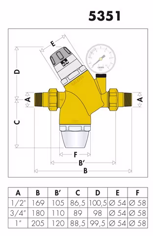 Caleffi Druckminderer mit Vorfilter 1/2"-1" Typ Größe: 3/4 Zoll aus der Kategorie Druckminderer & Wasserfilter mit der Artikelnr. 535150