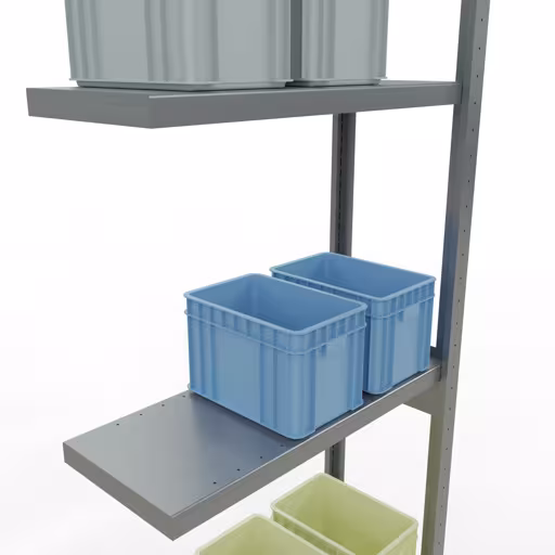 Anbauregal, Fachbodenregal Stecksystem MULTIplus250, 3000 x 750 x 300 mm (HxBxT), 7 Fachböden, Längenriegel, verzinkt von der Marke Schulte Lagertechnik aus der Produktreihe Stecksystem