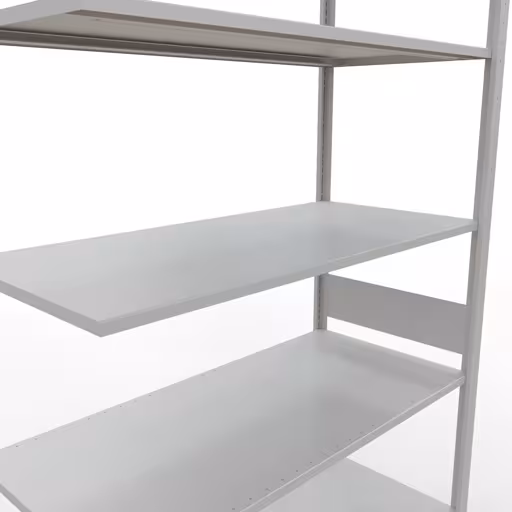 Produktbild Nr.6 des Artikels Anbauregal, Fachbodenregal Stecksystem MULTIplus150, 3000 x 1300 x 600 mm (HxBxT), 7 Fachböden, Längenriegel, RAL 7035 lichtgrau aus der Produktreihe Stecksystem von der Marke Schulte Lagertechnik