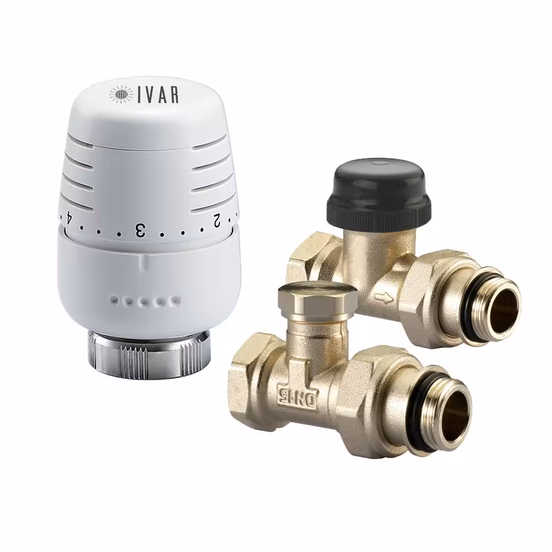 Ivar Heizkörperanschluss Set inkl. Thermostatkopf T5000 Typ Ausführung: 1/2" Durchgangsbausatz aus der Kategorie Heizkörpermontage & Anschlüsse mit der Artikelnr. 520175VL