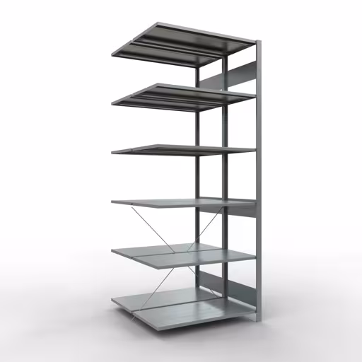 Anbauregal, Doppelregal, Fachbodenregal Stecksystem MULTIplus150, 2500 x 1000 x (2x500) mm (HxBxT), 2x6 Fachböden, Kreuzstrebe, verzinkt aus der Kategorie Doppelregale mit der Artikelnummer 13756