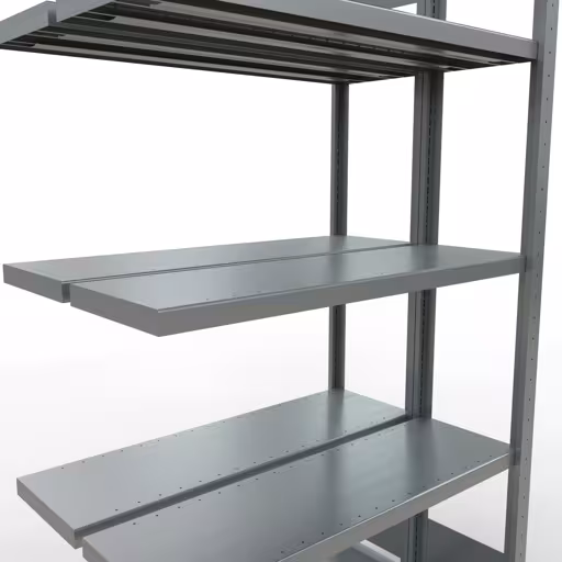 Andere Ansicht des Artikels Anbauregal, Doppelregal, Fachbodenregal Stecksystem MULTIplus250, 2000 x 1000 x (2x300) mm (HxBxT), 2x5 Fachböden, Längenriegel, verzinkt aus der Kategorie Fachbodenregale
